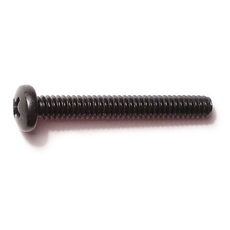 Midwest Fastener #10-24 x 1-1/2 in Phillips Pan Machine Screw, Black Oxide Steel, 15 PK 33166